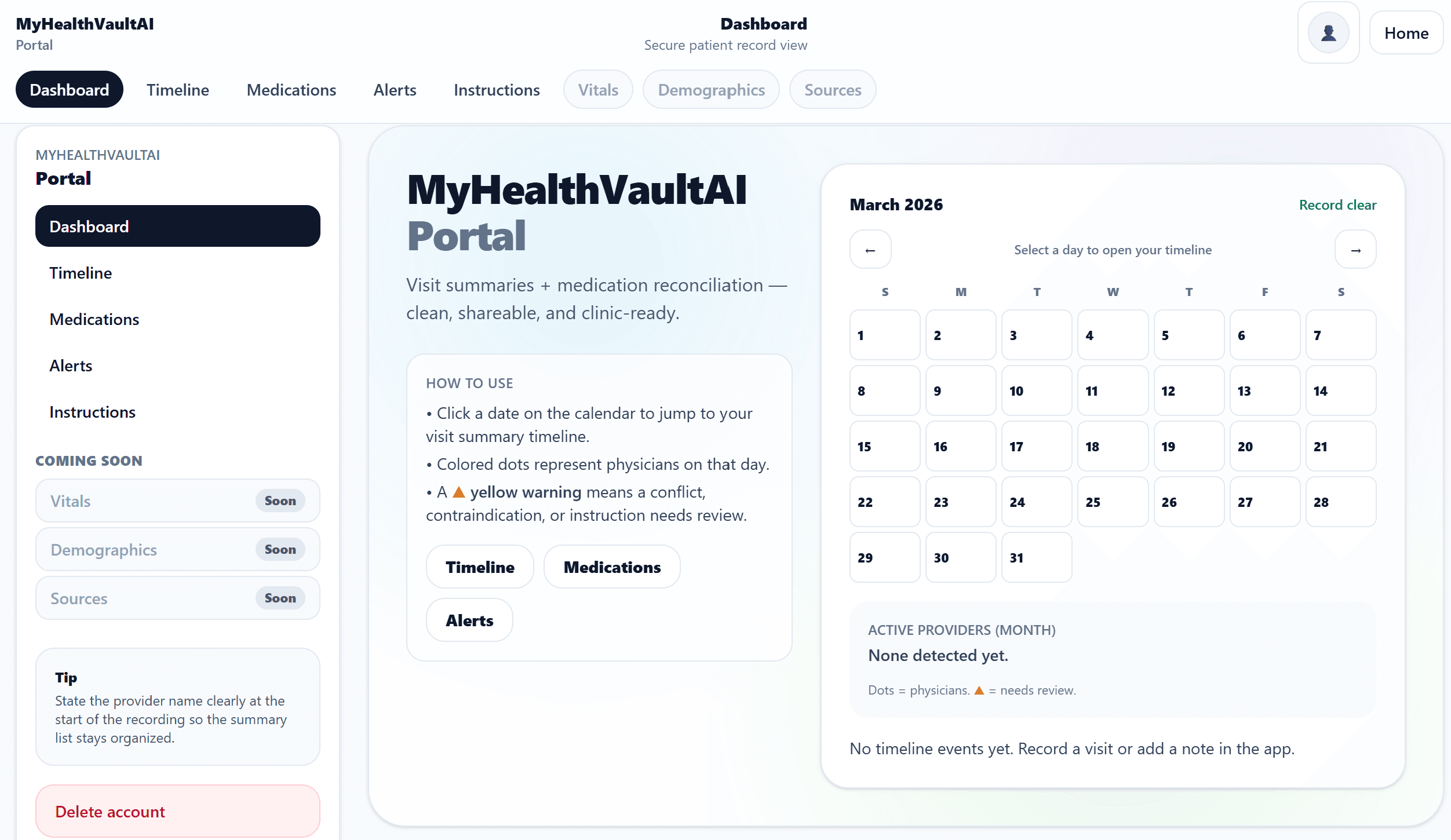 Portal dashboard